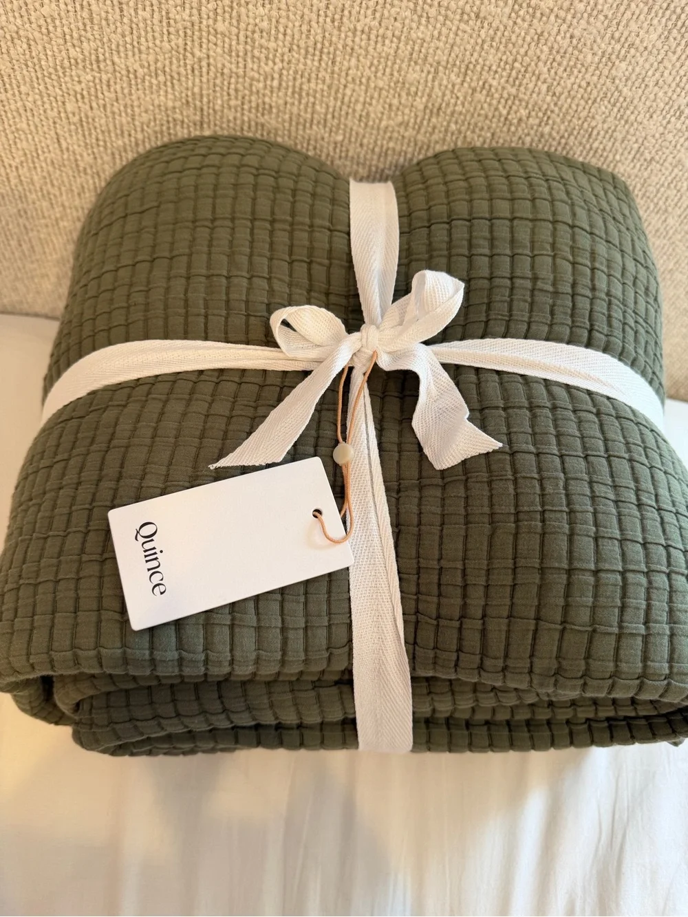 Quince Organic Ribbed Cotton Coverlet In Olive, King/Cal King